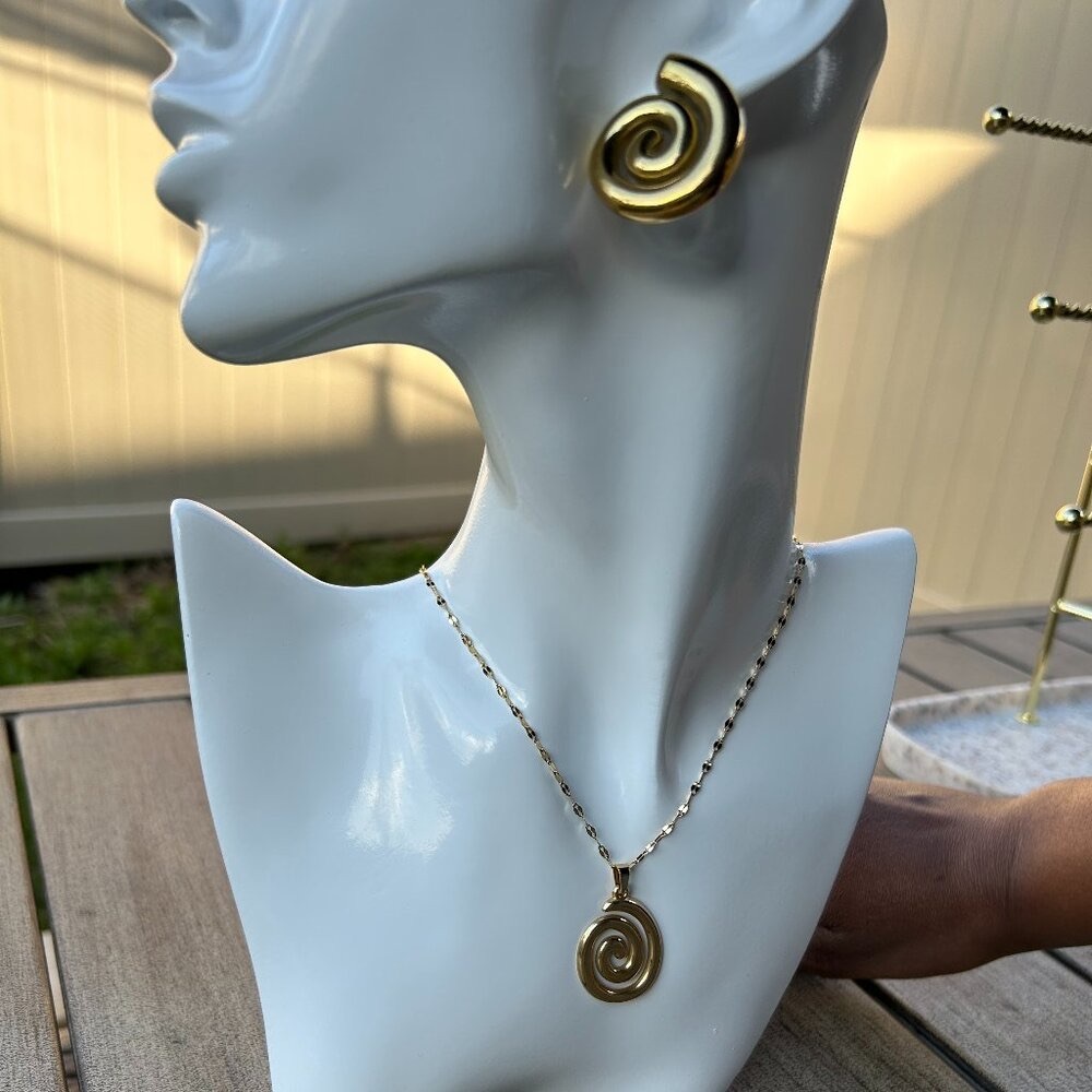 New 18K Gold Plated Spiral Earrings